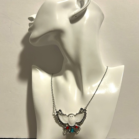 OWL Spirit of Wisdom Open Wing Silver Tone Statement Pendant & Necklace NEW - Picture 7 of 15